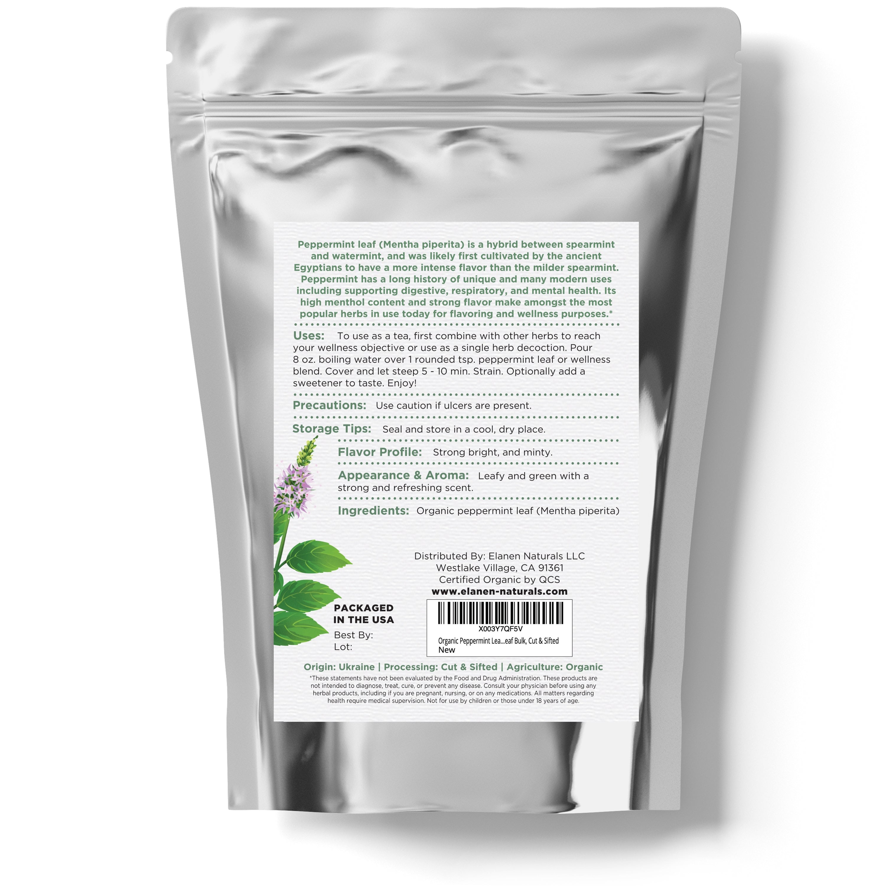 Silver packaging with a label on a white background