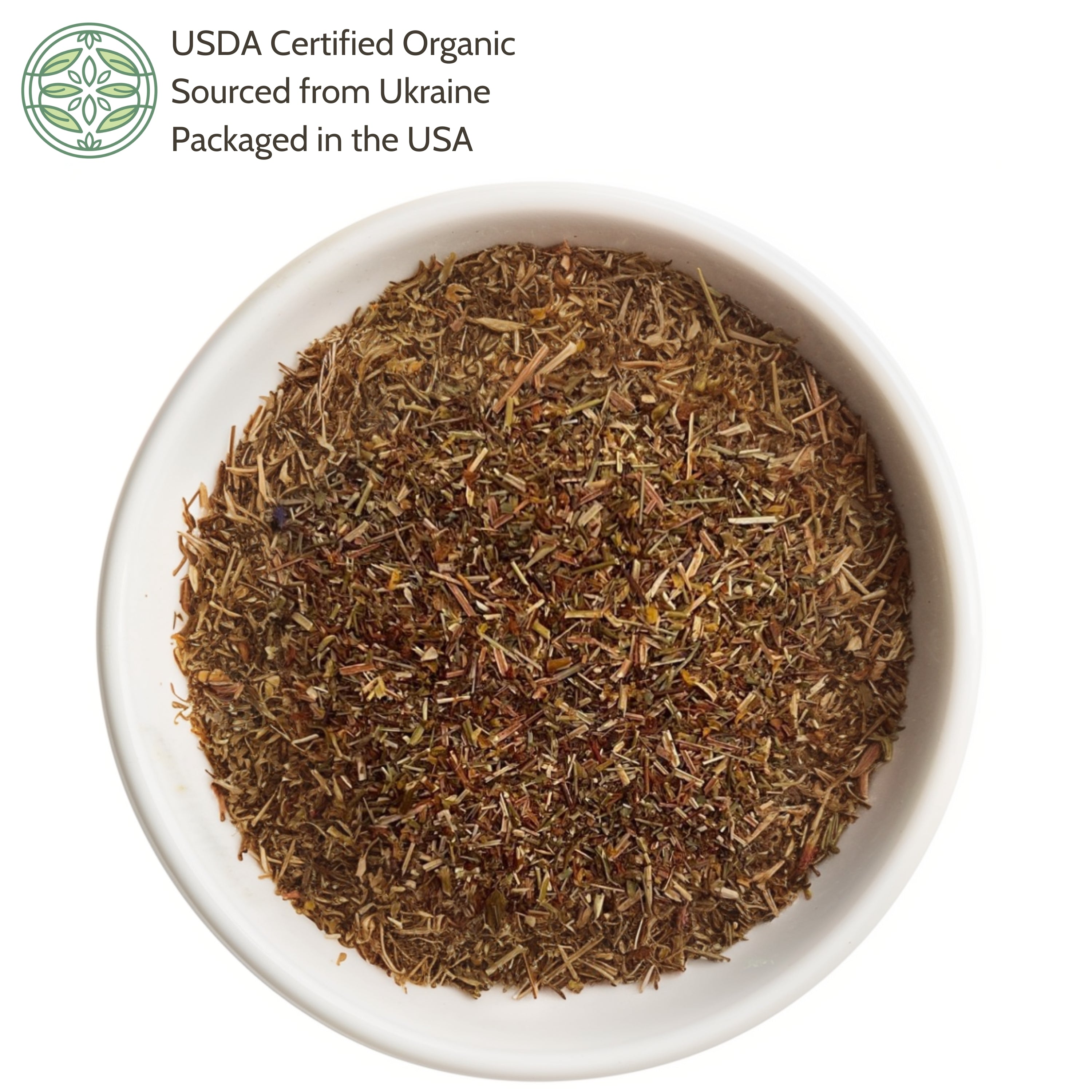 Dry herbs in a white bowl