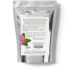 Silver package with a label featuring a red clover flower on a white background
