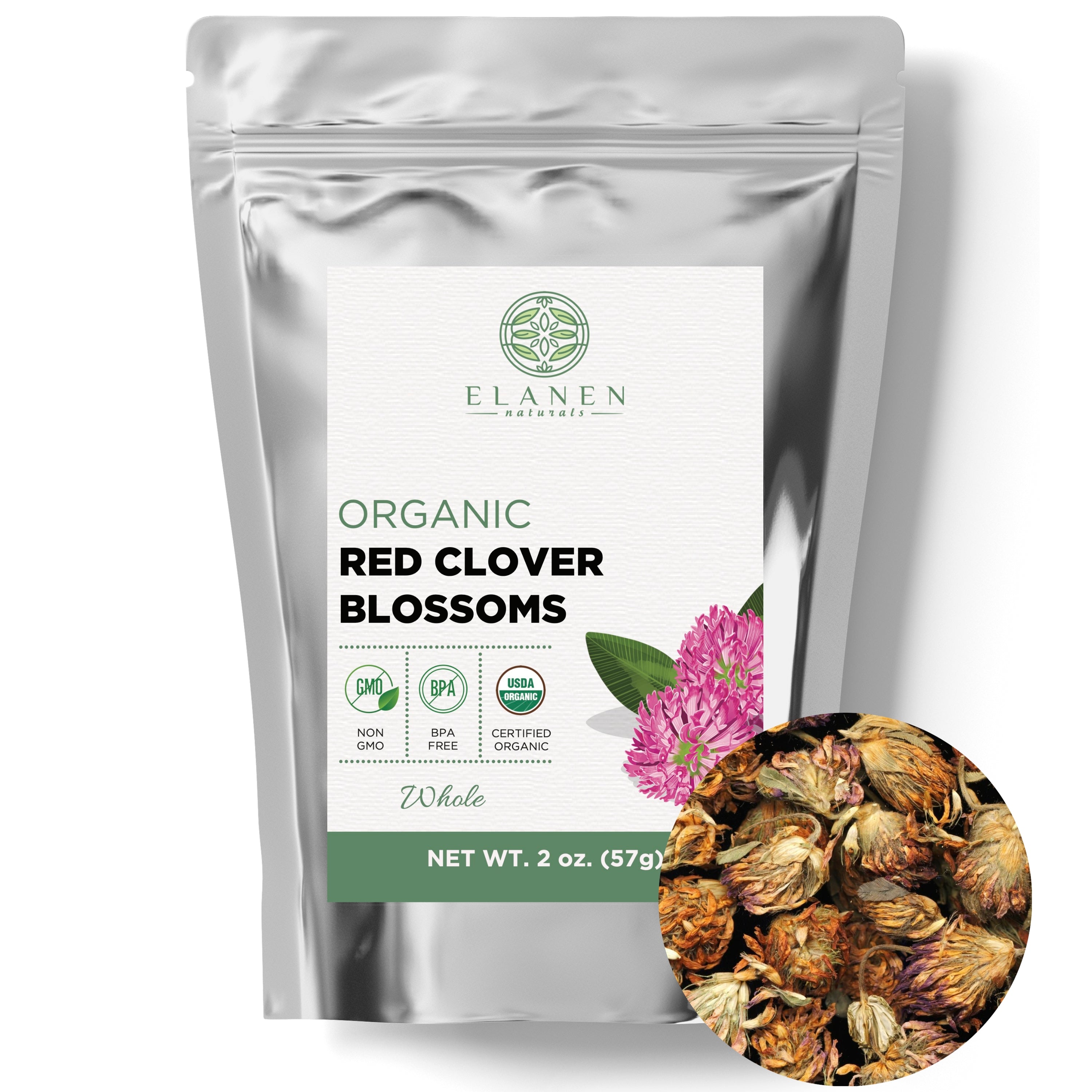 organic red clover blossoms