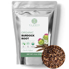 Elanen Organic Burdock Root packaging with a close-up of the root below.