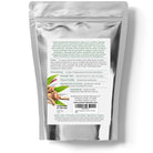 Silver packaging with a label on a white background