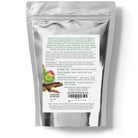 Silver packaging with a label on a white background