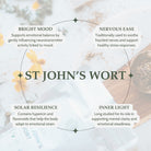 Informational graphic about St. John's Wort with text on benefits and uses.