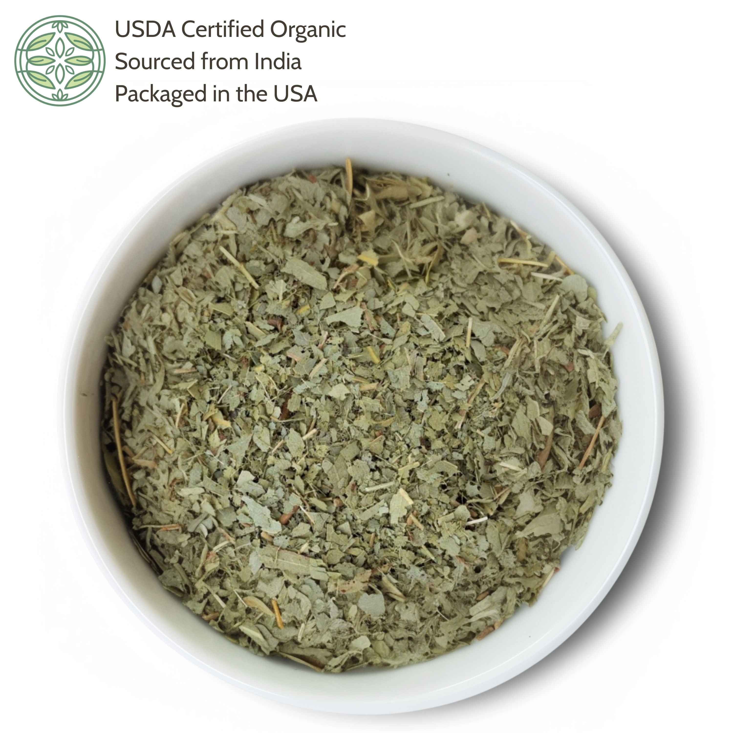 eucalyptus leaves in a white bowl 