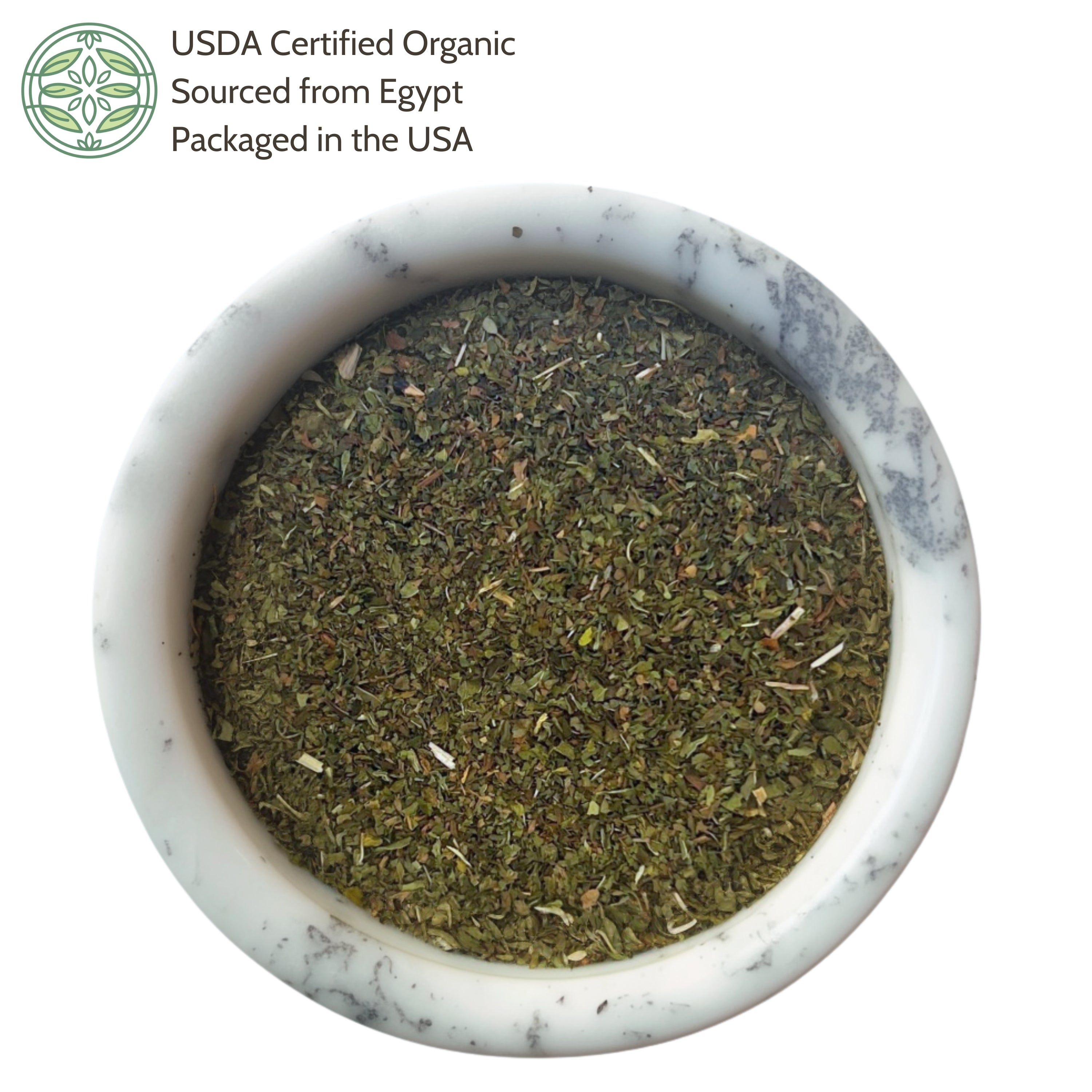 Marble bowl with dried spearmint