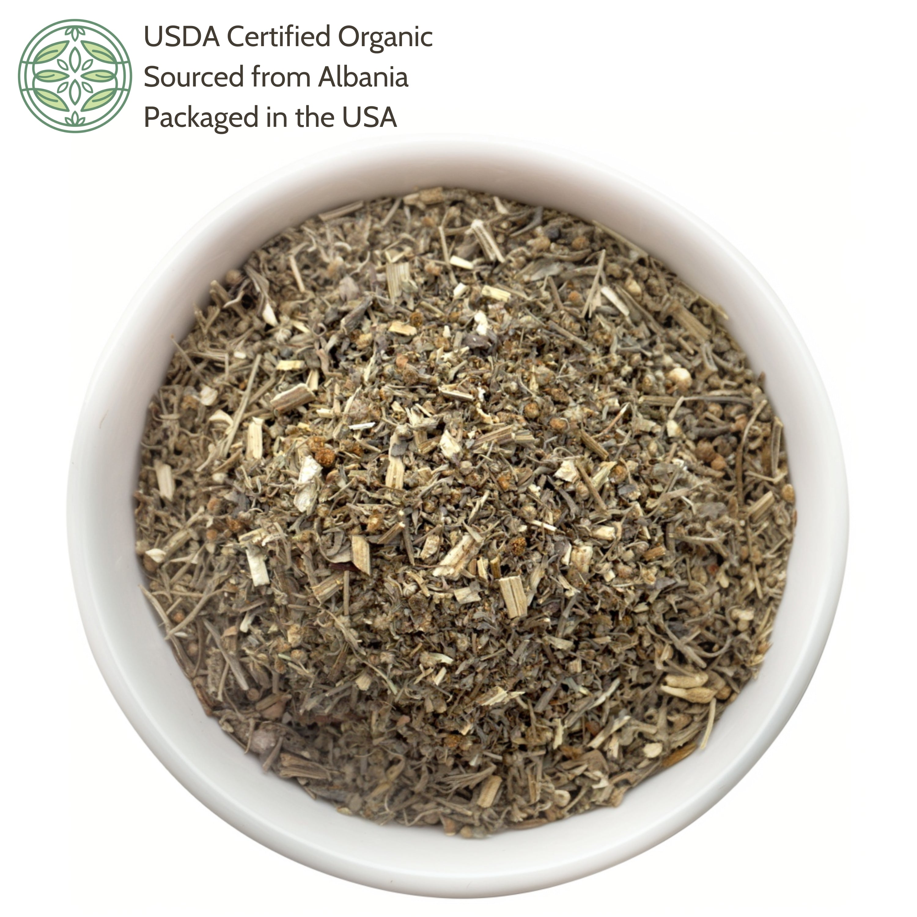 Dry wormwood in a white bowl